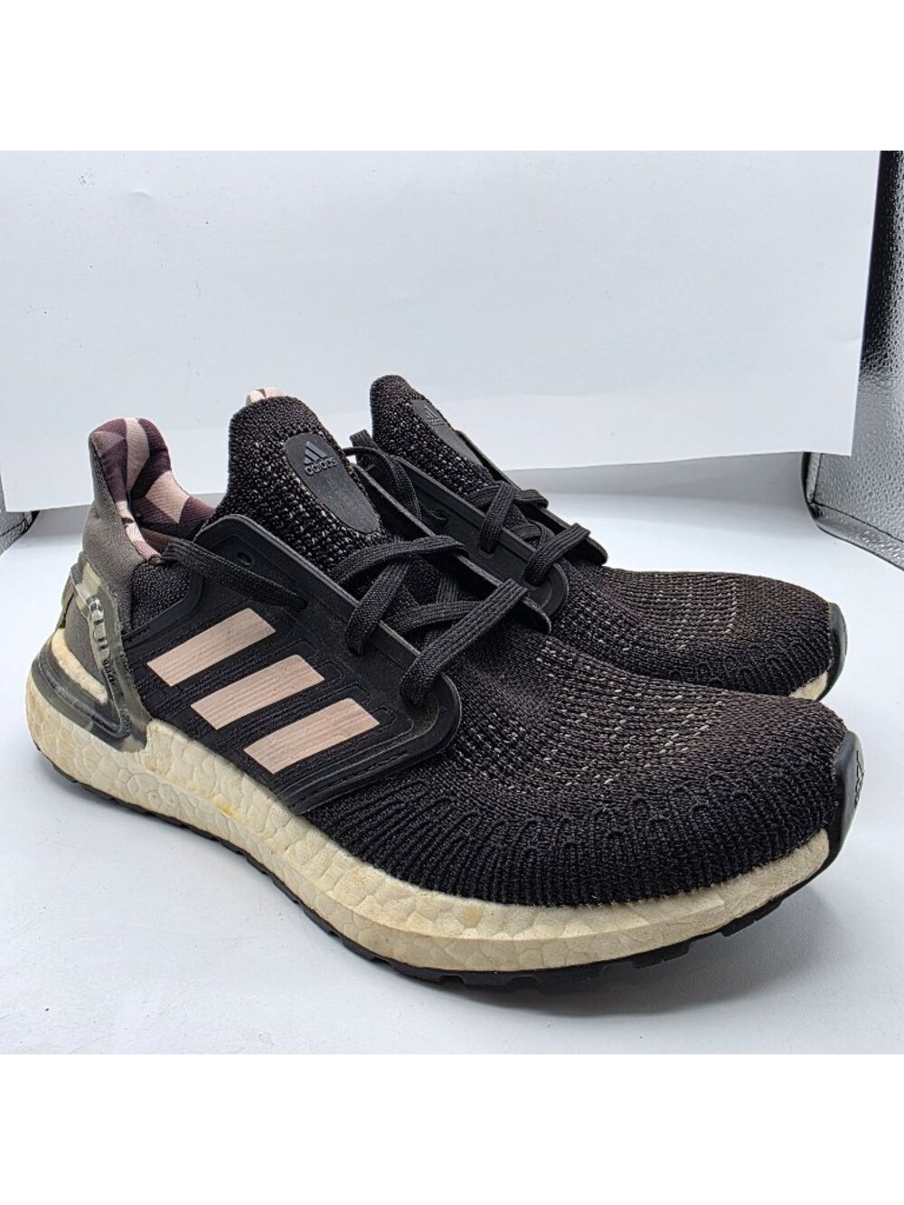Adidas Ultraboost 20 Womens Size 6 Black Pink Athletic Running Shoes Casual